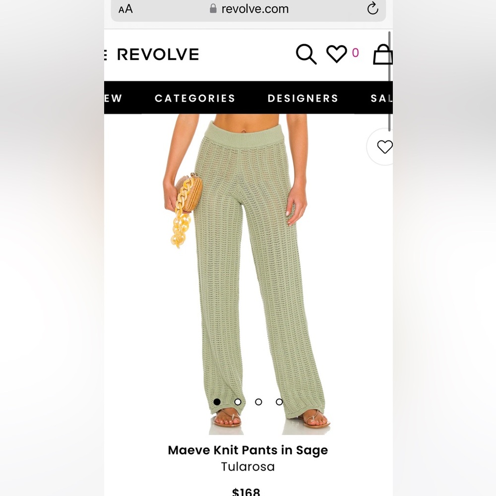 Revolve TULAROSA Maeve crochet knit pants in sage, green size M sold out